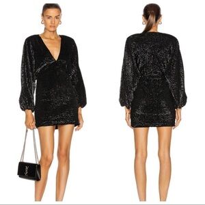 Retrofete Aubrey black long sleeve mini dress small NWT